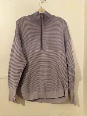 Aerie Offline Ribbed Purple Half Zip Sweater